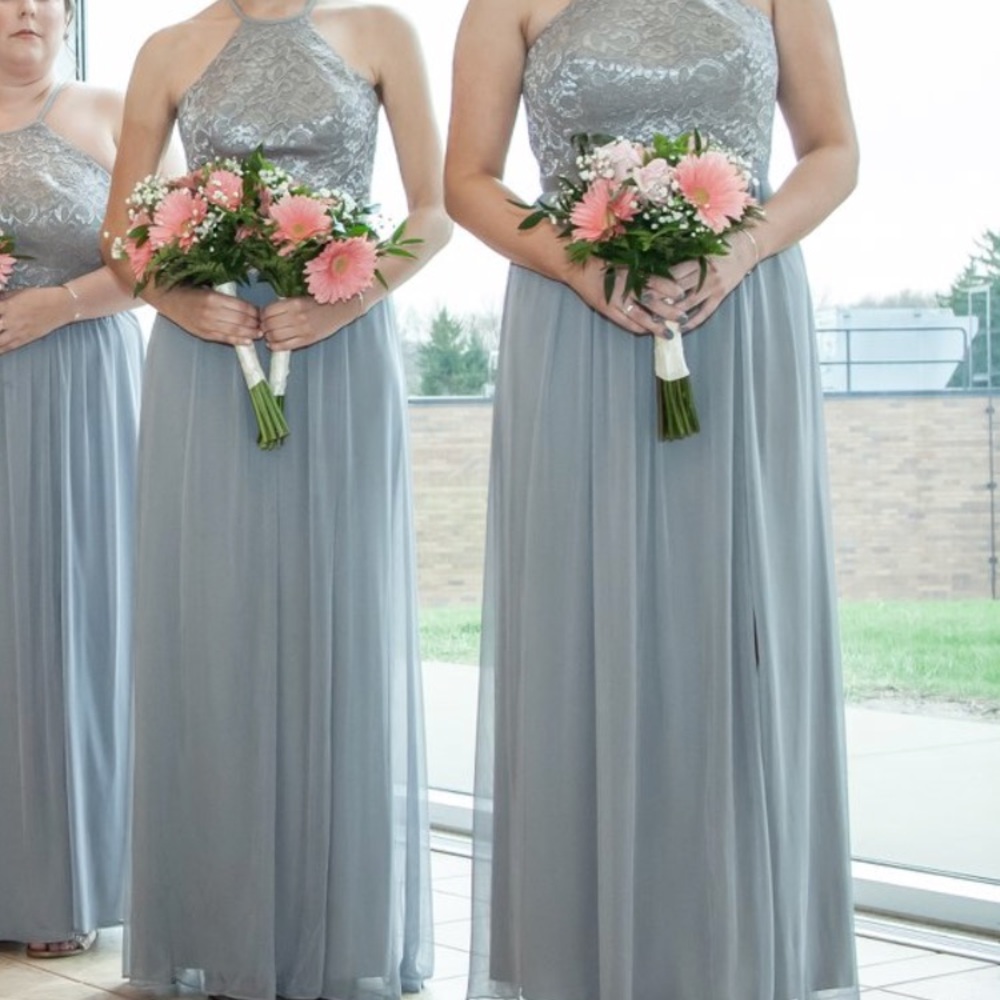 David’s bridal grey bridesmaids dress size 4